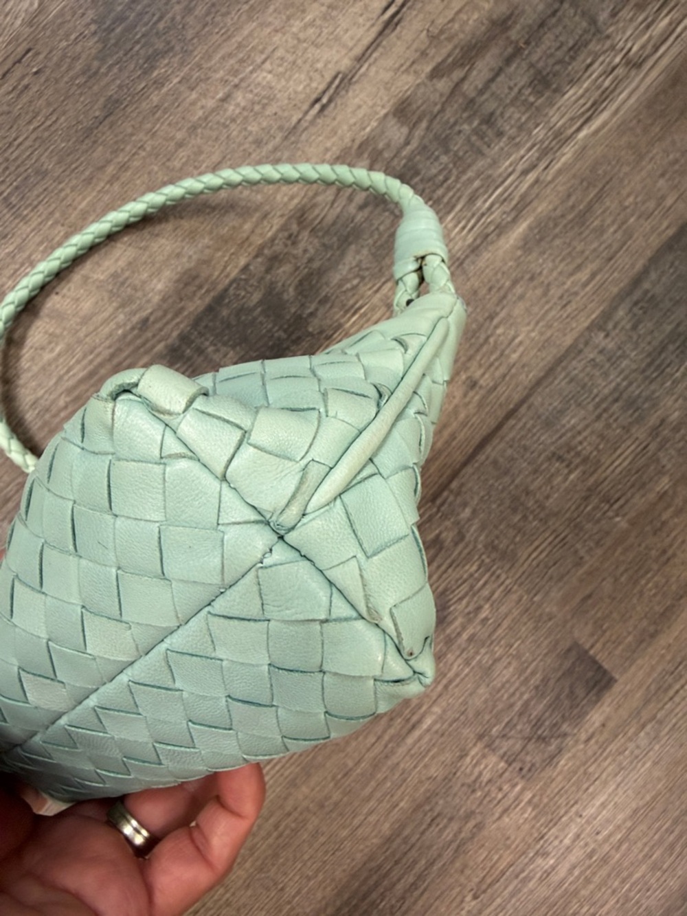Rare 2007 BOTTEGA VENETA Intrecciato Woven Leather Frame Pochette Mint Wristlet - Picture 7 of 12